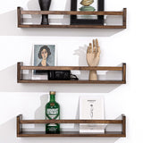 AZSKY Nursery Book Shelves 24 in Set of 3 Walnut Floating Bookshelf for Kids Room Wall Mounted Floating Shelves Solid Nursery Bookshelf Perfect Decor for Kitchen Bedroom Living Room AZSKY