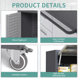 AQY Metal Garage Storage Cabinets System,5 Piece Workshop Steel Cabinet Set Included Lockable Garage Storage Cabinet with Drawers Shelves Rolling Chest and Wheels,Assembly Required AQY