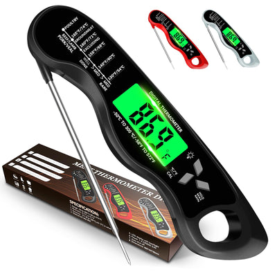 Meat Thermometer Digital,IP67 Waterproof Cooking Thermometer with Backlight, Calibration & Hold Function，Food Thermometer for Cooking,Outdoor Grilling,Candy Making