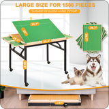 BittPicc Puzzle Table with Drawers 1500 Piece Jigsaw Puzzle Table with Legs & Wheels Folding & Tilting Puzzle Tables for Adults Adjustable Puzzle Board Table for Mom Wife BittPicc