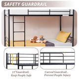 Karl home Black Bunk Bed Twin Over Twin, Metal Bunk Bed with Built-in Ladder and Safety Guardrail, Space-Saving Twin Bunk Beds for Kids, Teens & Adults, No Box Spring Karl home