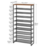 HOOBRO Shoe Rack, 10-Tier Shoe Storage Organizer, Large Capacity Shoe Shelf for Front Door Entrance, Entryway, Hallway, Holds 36-40 Pairs of Shoes, Closet, Rustic Brown and Black BF107XJ01 HOOBRO