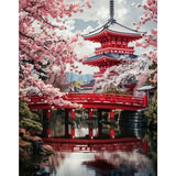 KTHOFCY 5D DIY Diamond Painting Kits for Adults, Cherry Blossoms Flower Full Drill Embroidery Cross Stitch Crystal Rhinestone Paintings Pictures Arts Wall Decor Painting Dots Kits 11.8X15.7 inch KTHOFCY