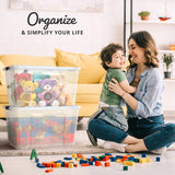 Lifetime Appliance Parts 6 PACK 54 Qt. Plastic Storage Bin Tote Organizing Container with Ultra Durable Lid & Secure Latching Buckles Stackable Extra Strength Clear w/Black Handle Lifetime Appliance Parts