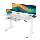 YDN Standing Desk with Drawers, 55 x 24 Inch Electric Adjustable Height Stand Up Desk, Sit Stand Computer Desk for Home Office, White YDN