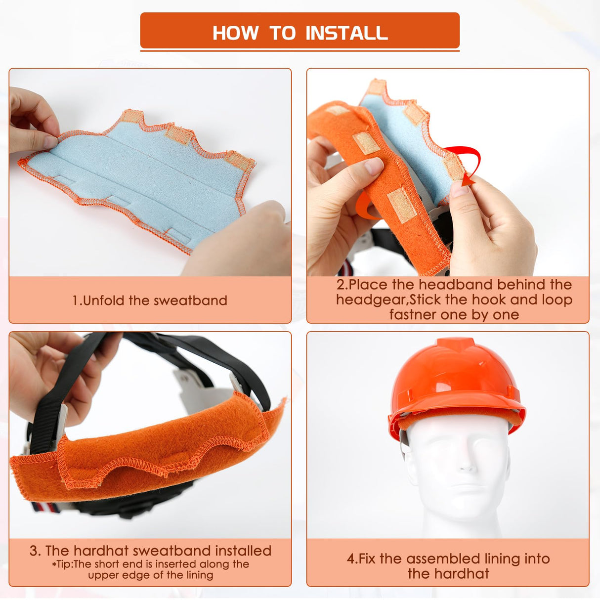 Aolamegs Safe Hard Hat Sweatband- 5PCS Sweat Bands Washable, Hard Hat Liner Replacement, Flame Retardant Cotton Hard Hat Accessories Sweat for Welding Helmet, Construction Hats, Chainsaw Helmet Aolamegs