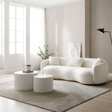 KEVINSPACE Round Coffee Table Set of 2 Nesting Coffee Table Modern for Living Room, Round End Table Set, Wooden Circle Side Table No Need Assembly Accent Furniture for Bedroom Balcony Lounge White KEVINSPACE