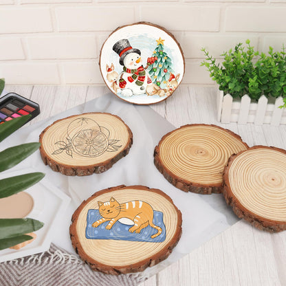 kukmakri 16 PCS Unfinished Wood Slices for Centerpieces, 6.3-7 Inch Natural Wood Slices with Tree Bark Pine and Wood Rounds Discs for DIY Crafts, Centerpieces, Art & Decor