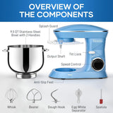 9.5 Qt Stand Mixer, 10-Speed Tilt-Head Food Mixer, Vezzio 660W Kitchen Electric Mixer with Stainless Steel Bowl, Dishwasher-Safe Attachments for Most Home Cooks(Blue) Vezzio