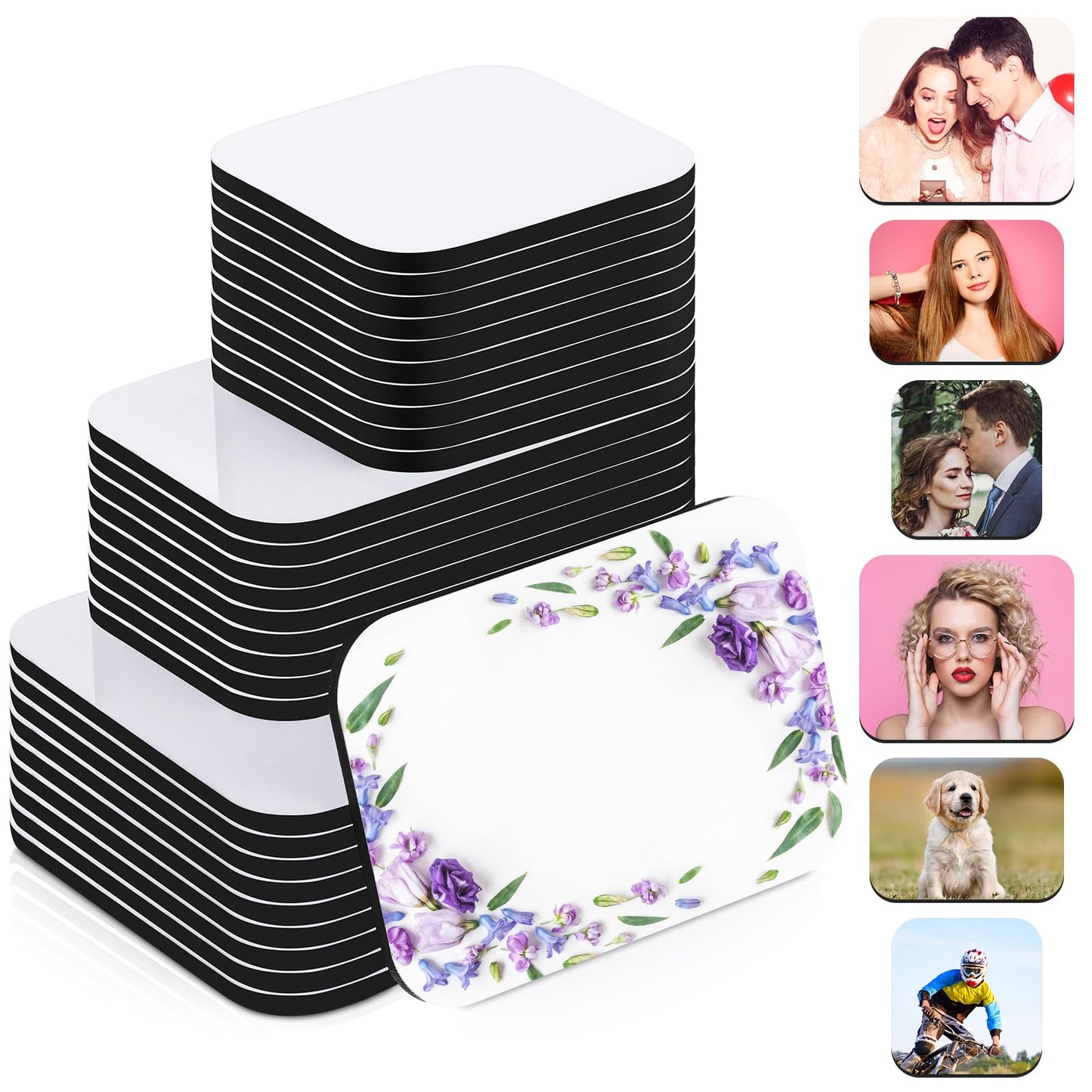 Xuhal 60 Pcs Sublimation Magnet Blanks Sublimation Blank Refrigerator Magnets Products for Kitchen Microwave Oven Office Decor, with 30 Pcs Square Blanks and 30 Pcs Fridge Magnets, 3 Sizes