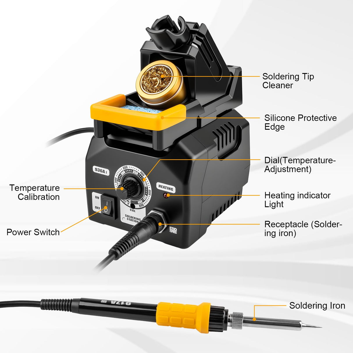 Upgraded Soldering Station Kit - Fast Heating with ESD Safe Design, 5 Replaceable Soldering Iron Tips & 63.5oz Sturdy Construction - for Electronics Repair, DIY & Home Welding Siziviki
