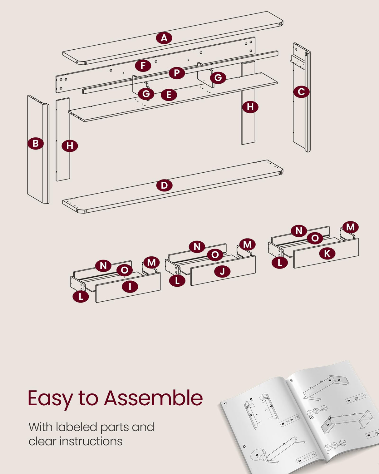 VASAGLE Console Table, 63 Inches Sofa Table, Narrow Entryway Table, Entry Table with 3 Drawers, Bottom Shelf, Metal Corners, for Living Room, Bedroom, Farmhouse Style, Honey Brown ULNT146K41 VASAGLE