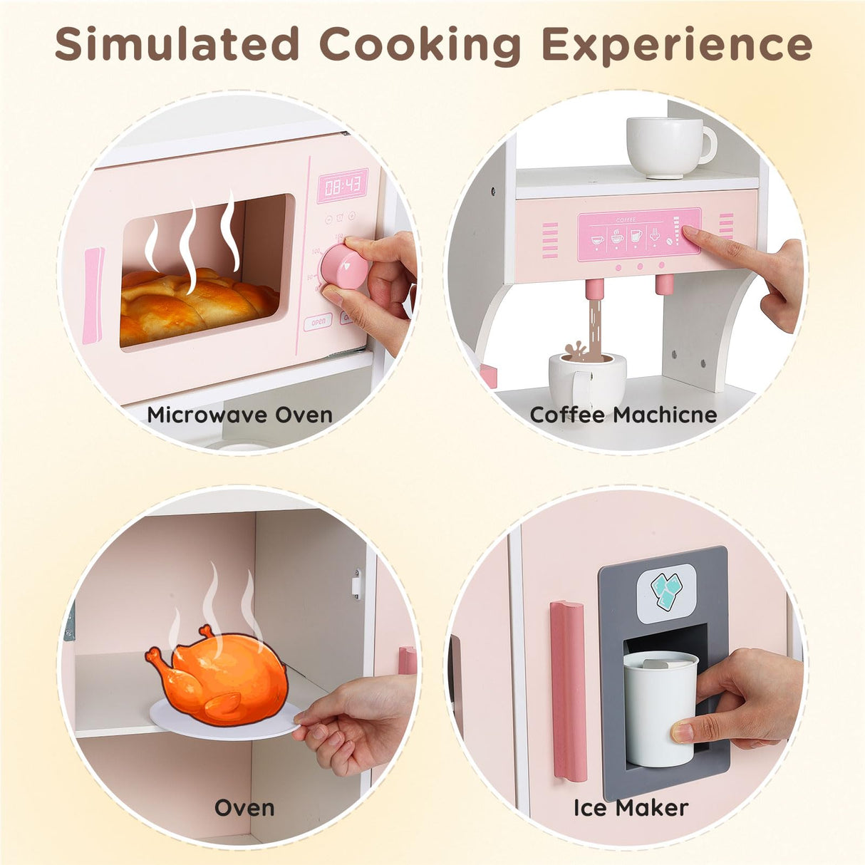 SainSmart Jr. Wooden Play Kitchen for Kids - Interactive Toy Kitchen Set with Storage & Features, Ideal Gift for Ages 3+ SainSmart Jr.