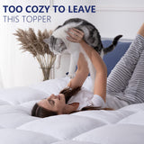 Marine Moon King Mattress Topper, Cooling Pillow Top, Hotel Quality Down Alternative Pillow Topper Cover, Plush Thick Bed Toppers for Back Pain with Deep Pocket Marine Moon