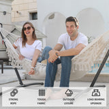 SXSEAGLE Double Hammock with Stand Upgraded Phone Holder Portable Heavy Duty Stainless Steel Indoor Outdoor Patio Yard Beach with Carrying Case （2022 Beige） SXSEAGLE