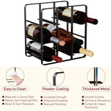 Buruis 9-Bottle Metal Wine Rack, Freestanding Holder Organizer for Red and White Wine, Kitchen Countertop, Pantry, No Assembly Required, Black Buruis