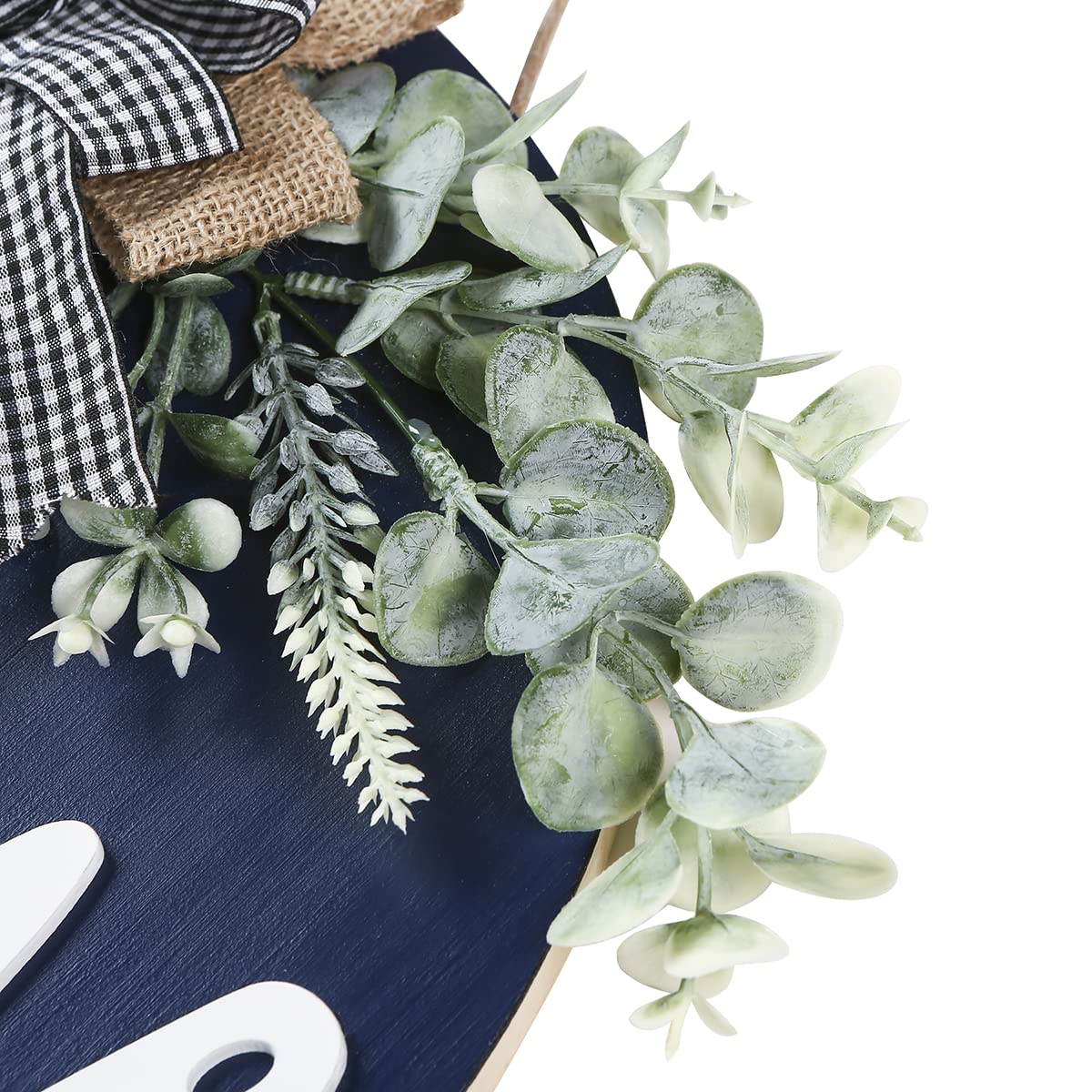 Sattiyrch Welcome Sign for Front Door Round Wood Sign Hanging for Farmhouse porch Door Decoration (Blue) Sattiyrch