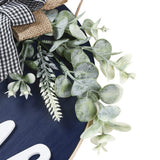 Sattiyrch Welcome Sign for Front Door Round Wood Sign Hanging for Farmhouse porch Door Decoration (Blue) Sattiyrch