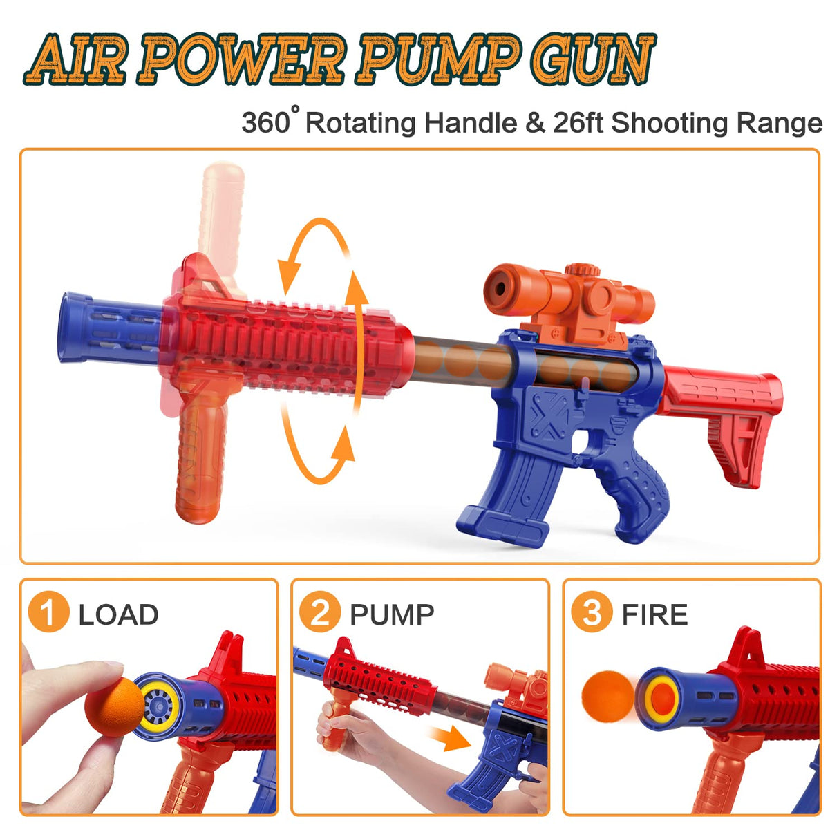 Shooting Games Toys for Age 5 6 7 8 9 10+ Year Old Boys, Kids Toy Sports & Outdoor Game with Moving Shooting Target & 2 Popper Air Toy Guns & 24 Foam Balls, Gifts for Boys and Girls Marlrin