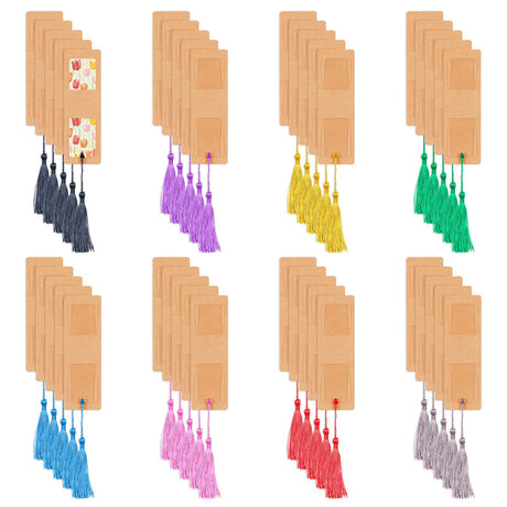 120 Pieces Acrylic Bookmark Blanks, 40 Pcs Kraft Bookmark Sleeves Holder 40 Pcs Clear Acrylic Bookmarks 40 Pcs Colorful Tassels Bulk fuceury