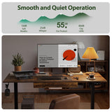 Agilestic Adjustable Height Electric Standing Desk with Storage Wooden Drawer, 48 x 24 Inches Stand Up Home Office Computer Gaming Table with Splice Board for Work Office Home, Rustic Brown Agilestic