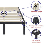 ZIYOO Queen Bed Frame 14 inch High 3 Inches Wide Wood Slats with Heavy Duty 3500 Pounds Support for Mattress, No Box Spring Needed, Easy Assembly, Noise Free ZIYOO