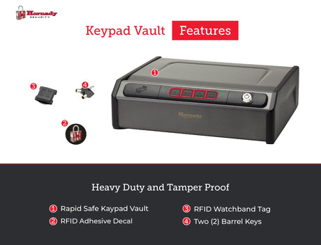 Hornady Rapid Safe Keypad Vault with RFID Touch Free Entry, 97436 - Tamper Proof Gun Safe Perfect for Storing Handguns, Gun Accessories, & Valuables - Three Entry Methods with 2 Included RFID Tags Hornady