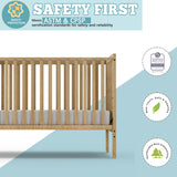 Saylike Baby Crib 5-in-1 Convertible, Wood Full Size Toddler Bed for Small Baby, Made of Sustainable Natural Pinewood Cribs, Non-Toxic Finish, Simplistic Nursery Furniture (Natural) Saylike