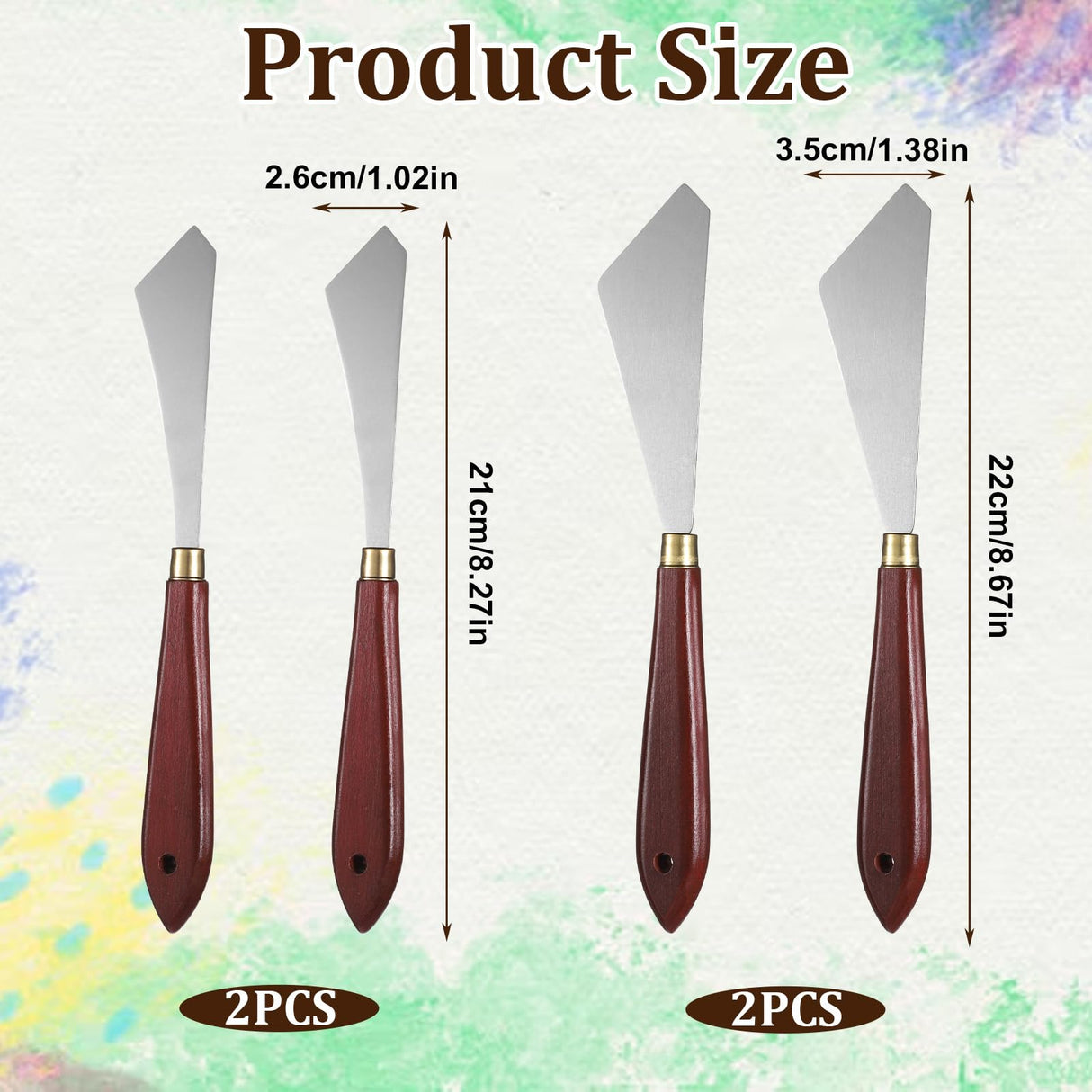 4Pcs Painting Knife Set Stainless Steel Palette Knife Color Mixing Scraper Painting Art Spatula with Wood Handle for Oil Canvas Acrylic Paintings Supplies Trinkrittey