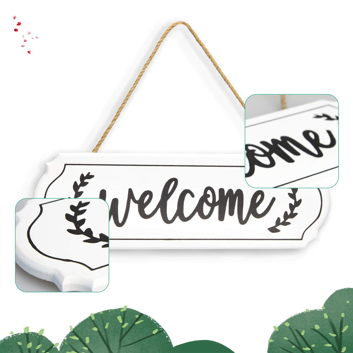 Wooden Welcome Sign for Rustic Farmhouse Decorations,Wall Hanging Welc ...