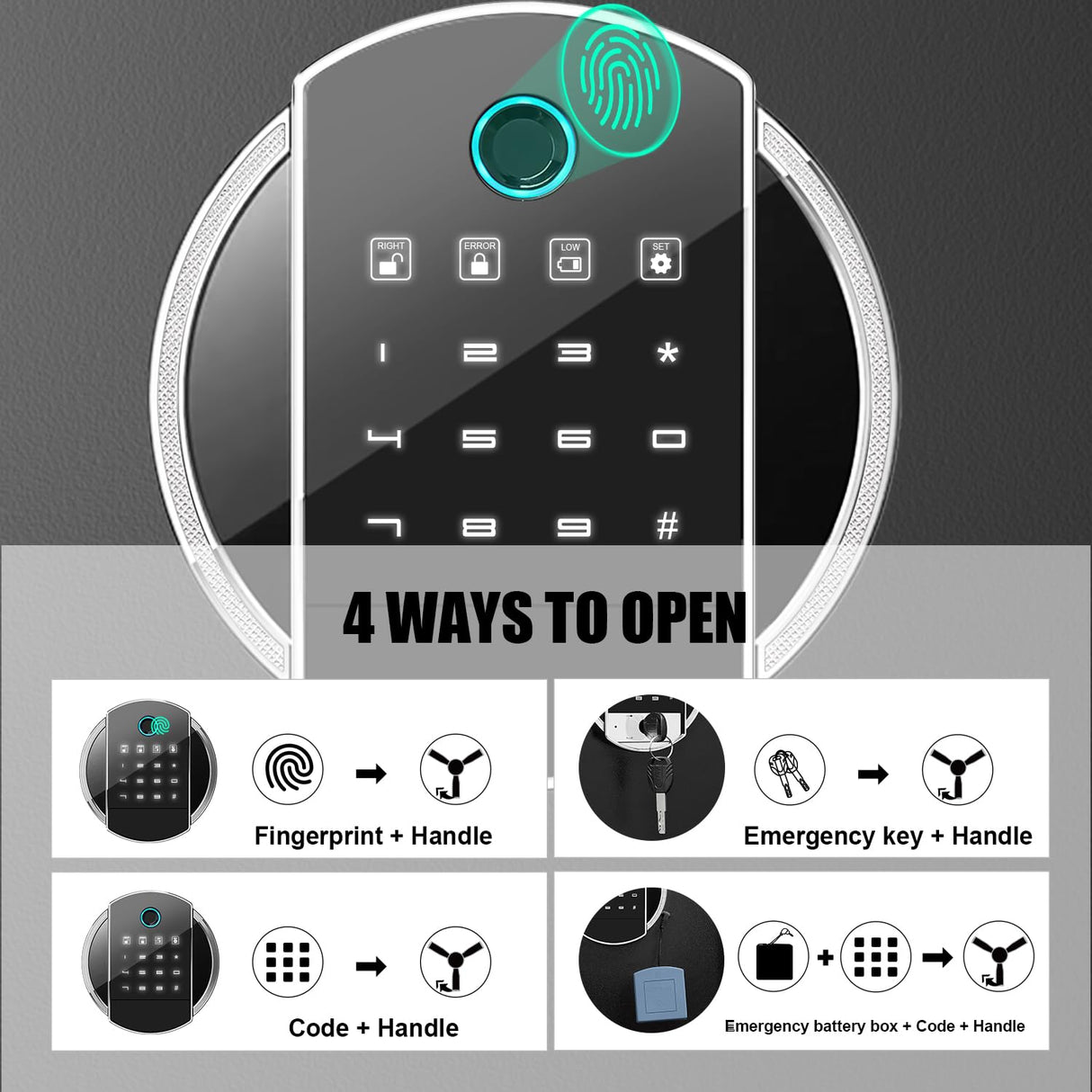 Omethey Fireproof Gun Safe, 5 Gun Heavy Biometric Fingerprint Rifle Safe, Gun Safes for Home Rifle and Pistols with LCD Screen Keypad and Silent Mode, 3 Adjustable Gun Slots Omethey