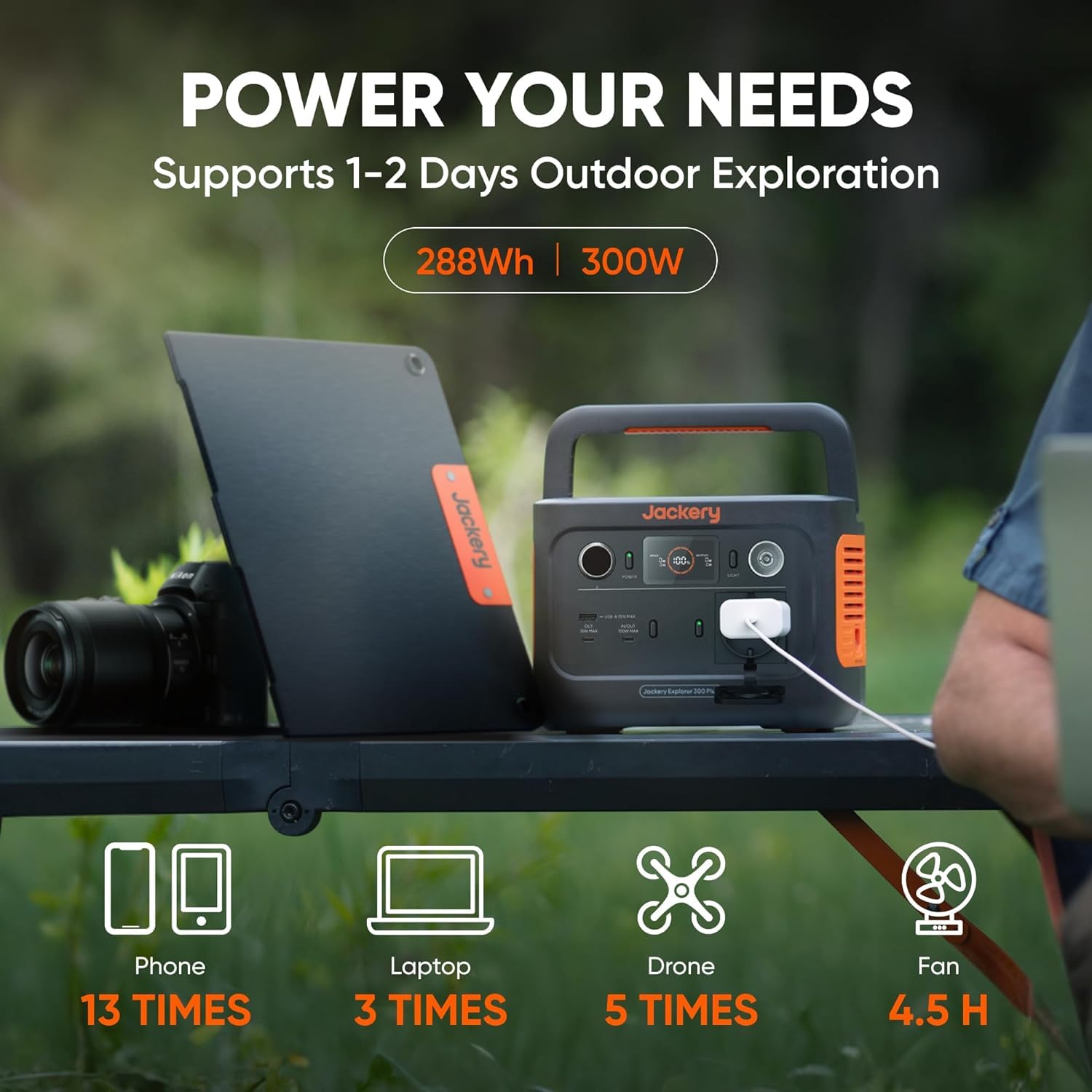 Jackery Explorer 300 Plus Portable Power Station, 288Wh Backup LiFePO4 Battery, 300W AC Outlet, 3.75 KG Solar Generator for RV, Outdoors, Camping, Traveling, and Emergencies (Solar Panel Opti - WoodArtSupply