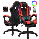 Worparsen Gaming Chair with Speakers Bluetooth and RGB LED Lights, Music Video Game Chair Audio Ergonomic Design Heavy Duty Office Computer Desk Chair（Red） Black & Red Worparsen