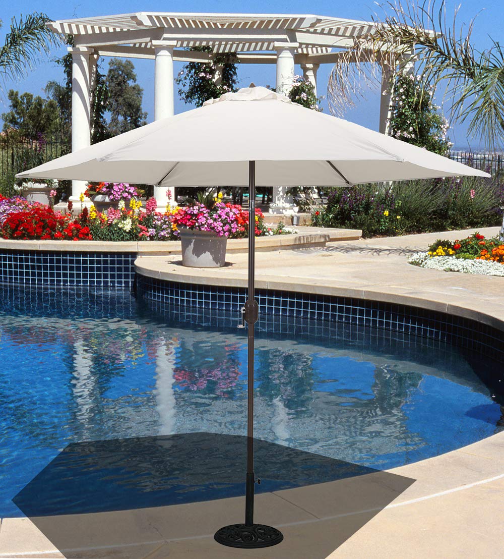 TropiShade 9 ft Bronze Aluminum Patio Umbrella with Antique White Polyester Cover (Base not included) Tropishade