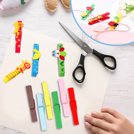 50PCS Colored Wooden Clothespins, 2.9inch 10 Color Clothes Pins for Clip Pictures Photos Decorative, Small Colorful Wood Decoration Closepins Clips,10 Color Each 5Pcs (Colored) HONGYUTAI