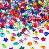 JPSOR 600pcs Gems Jewels for Crafts, Acrylic Flatback Rhinestones for Halloween Pirate Party Decorations, Crafting Embellishments Gemstone (6 Shapes, 6-13mm) JPSOR
