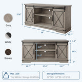 Farmhouse TV Stand for TVs Up to 65", Rustic Entertainment Center with Sliding Barn Doors, Storage Cabinets & Adjustable Shelf, Media Console for Living Room, Bedroom, Grey GAOMON