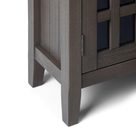 SIMPLIHOME Bedford SOLID WOOD 32 inch Wide Transitional Low Storage Media Cabinet in Farmhouse Grey for the Living Room, Entryway and Family Room SIMPLIHOME
