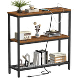 Snughome Console Table with Power Outlets, Entryway Table with Storage, Narrow Sofa Table with 3 Tier Shelves, Couch Table with USB Ports, Hallway Table for Living Room, Entrance Snughome