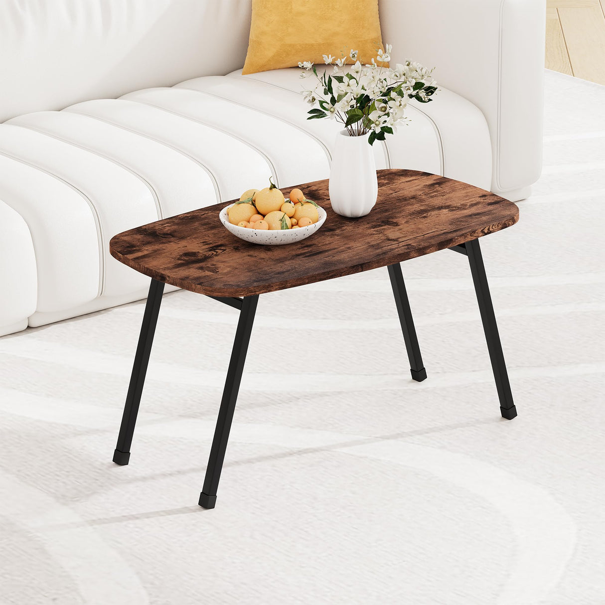 MUZERUL Folding Coffee Table Rustic Small Coffee Tables,Foldable Portable Table for Small Spaces,Rectangular Mid Century Coffee Table for Living Room, Home, Office,Easy Assembly 31.5"x15.7"x17.7" MUZERUL