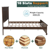 Mirightone Wood Queen Bed Frame with Tall Headboard and Footboard, Rustic Queen Panel Bed with Under Bed Storage, Farmhouse Style, Noise-Free, No Box Spring Needed, Antique Brown Mirightone