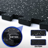 SUPERJARE 0.56'' Thick 12 Pcs 48 Sq Ft Rubber Top Exercise Equipment Mats, High Density EVA Foam Mats with Rubber Top, Interlocking Gym Flooring for Home Gym, Protective Workout Mat, Black/Grey SUPERJARE