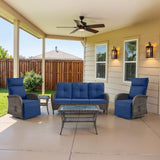 Swivel Outdoor Recliner Chair Set of 2 - Reclining Patio Chair with Adjustable Backrest and Footrest, All-Weather Wicker Chaise Lounge Chair Outdoor for Pool Deck Brown (Upgraded 2.0) Belord