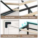 busyaeh Farmhouse Bed Frame Queen Size with Storage Bookcase Headboard, Wooden Queen Bed Frame with Charging Station & Led Light, Rustic Platform Bed Frame with Sliding Barn Door, No Box Spring Needed busyaeh