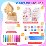 2 Pack Paint Your Own Wooden Jewelry Box DIY Crafts Kits Treasure Box Craft Kit Arts and Crafts for Kids Ages 3-12 Creative Activity Toys Birthday Gifts Valentines Mother's Day Party Favors (Heart) Czlotyh