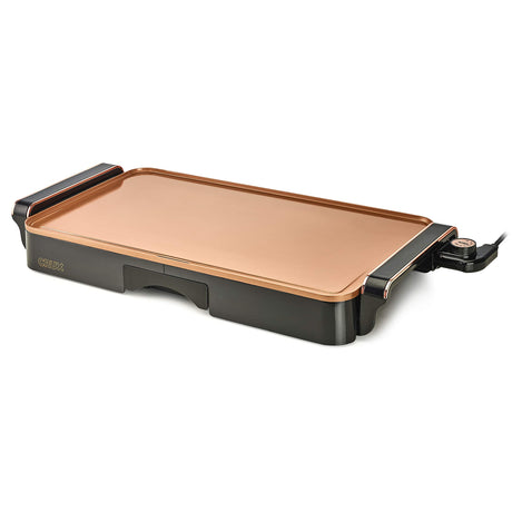 CRUX Electric Griddle with Nonstick Ceramic Coating, Cool-Touch Handles, and Slide-Out Drip Tray - Indoor Grill for Breakfast, Eggs, Pancakes, and Burgers Crux