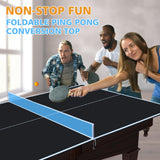 Dithoko Ping Pong Conversion Top, 8 FT Foldable Table Tennis Topper for Pool & Billiard Tables, 12MM MDF, Compact Storage, Net & Posts Included, Easy Setup, Indoor Use Dithoko