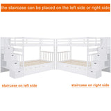 Harper & Bright Designs White Stairway Bunk Bed with Twin Trundle and Storage Drawers Harper & Bright Designs