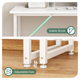 Huuger Computer Desk, 55 Inch Office Desk, Gaming Desk with Storage, Writing Desk Work Desk for Home Office, Study, Modern Simple Desk, Large Legroom, Metal Frame, White Huuger