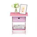 Furinno Dario End Table / Side Table / Night Stand / Bedside Table with Bin Drawer, 2-Pack, Pink/Light Pink Furinno